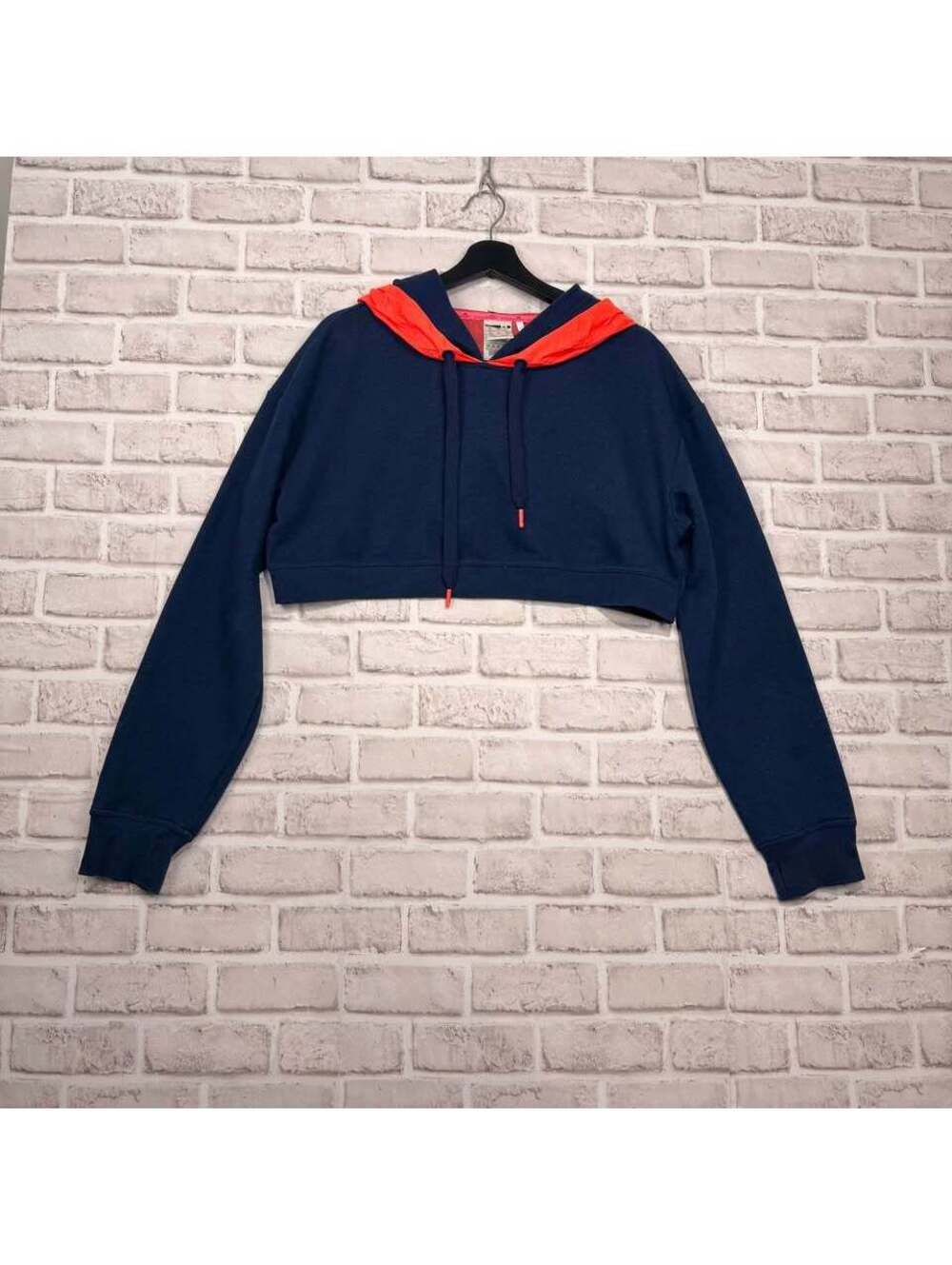 Adidas Stellasport Climalite Cropped Hoodie Navy Orange Women's S